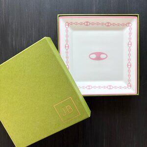 Jenna Blake Plate Pink and White Nautical Link Jewelry Dish